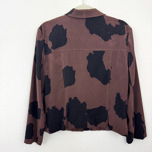 Lennie Nina Leonard Women VTG Button Front Light Jacket Size 12 Microsuede Brown - Picture 3 of 6